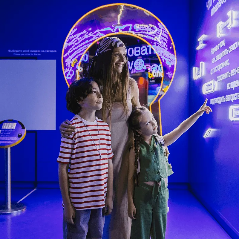 Family visiting museum
