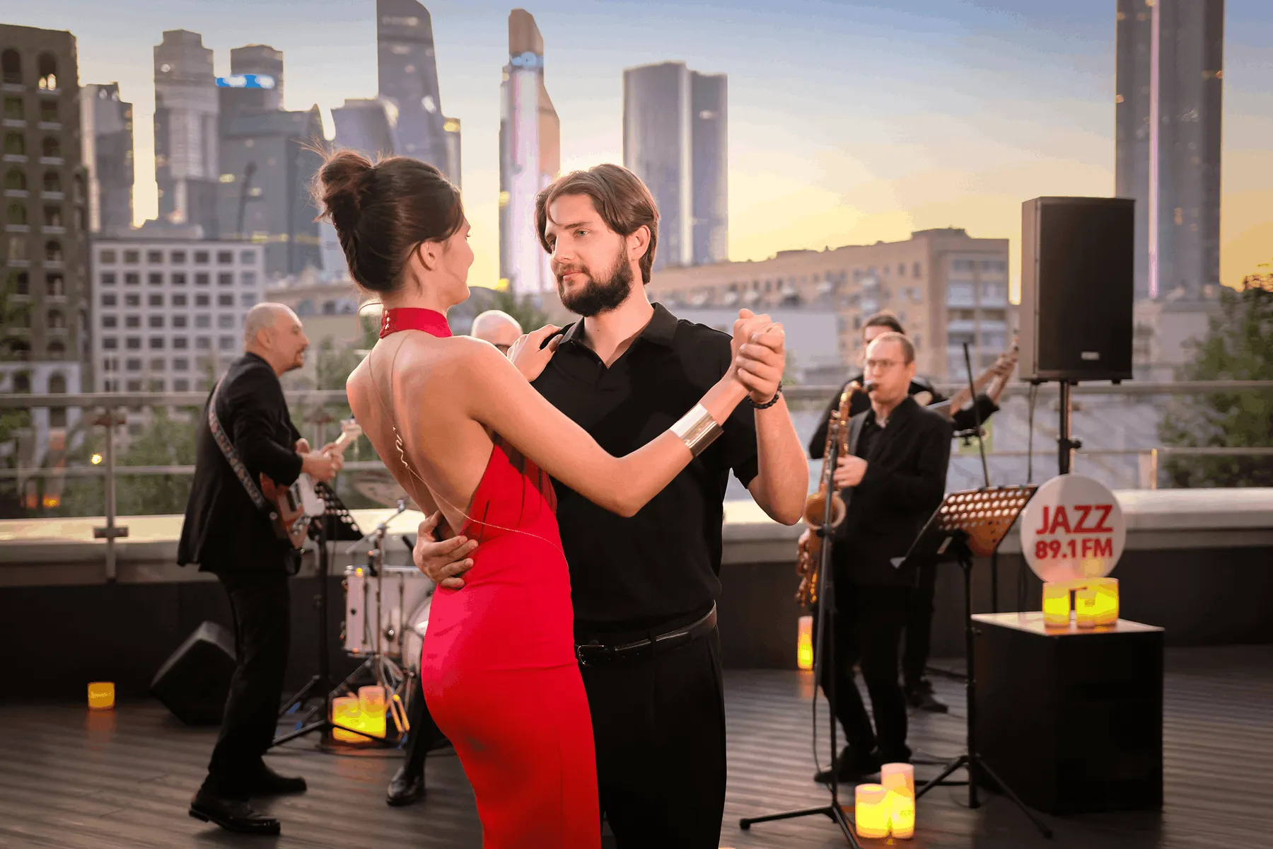 Couple dancing on the roof