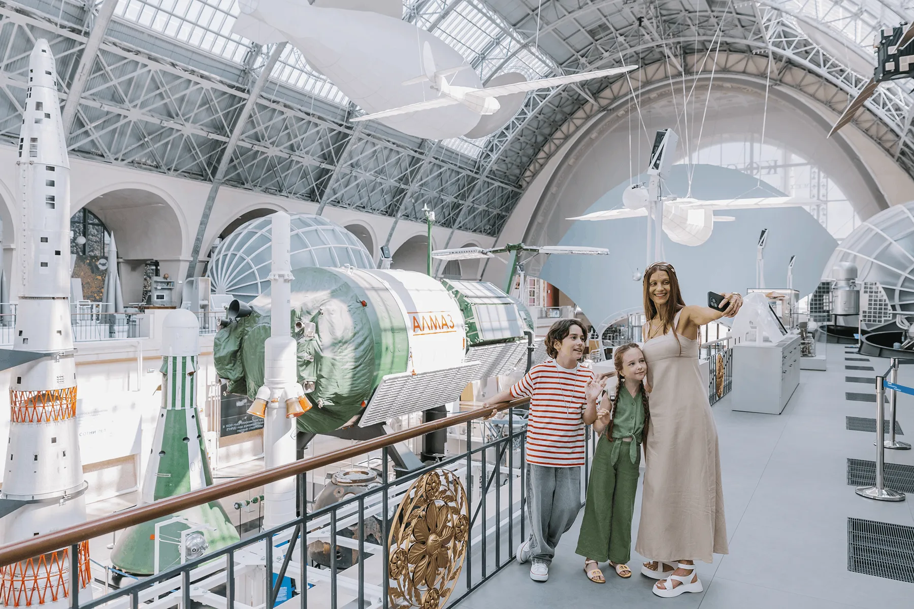 Family visiting the Museum of Cosmonautics